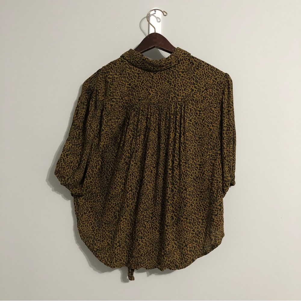 Free People Celia Leopard Print Tie-Front Top S - Picture 4 of 9